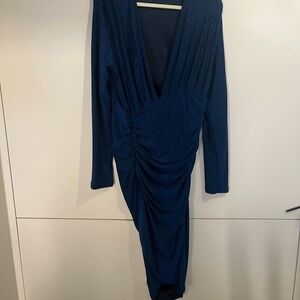Chic Long Sleeve Navy Dress